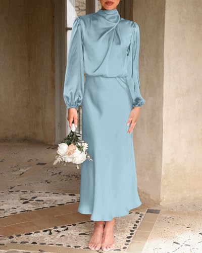 Satin Mock Neck Maxi Shirt