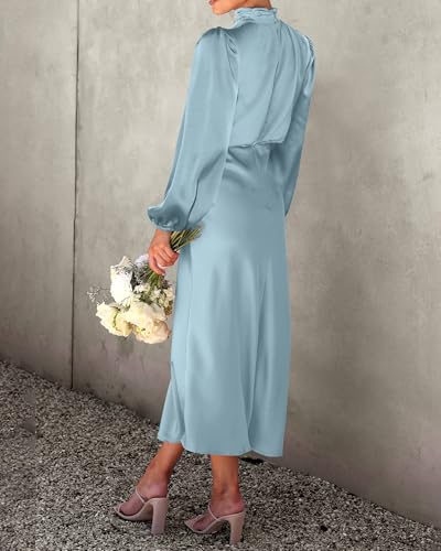 Satin Mock Neck Maxi Shirt